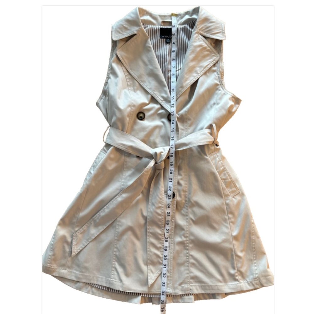 Cynthia Rowley Sleeveless Trench Coat Dress Beige Sz Med Vintage Minimalist EUC - Picture 4 of 8